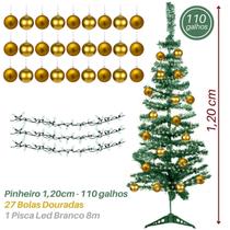 Árvore Natal Decorada Bolas Dourada 120cm 110 Galhos 127/220v