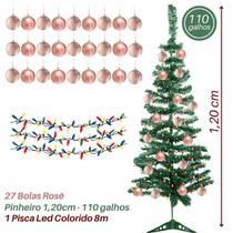 Arvore Natal Decorada Bolas Rose 120cm 110 Galhos 127/220V - Zein