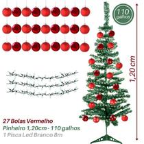 Arvore Natal Decorada Bolas Vermelha 120cm 110 Galhos 127/220V