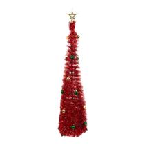 Árvore Natal Dobrável Decoração Com Enfeite Bolinhas 1,20m