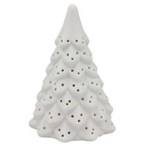 Arvore Natal Enfeite Porcelana Branco Com Led Ref.0108