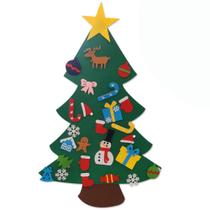 Árvore Natal Feltro 95cm com 26 Enfeites tiras autocolantes Cromus