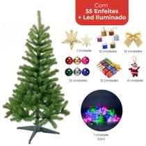 Arvore Natal Grande Com Pisca Led Rgb 56 Pinheiro Verde Decorada Completa 120cm Enfeite Luxo - AMG