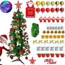 Arvore Natal Pinheiro 1,20 Decorada Completa 58 Enfeites Pisca