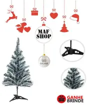 Arvore Natal Ponta Branca Nevada 90cm 90 Galhos C/ Decoração
