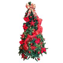 Árvore Natal Skiny 2,10m 838 Galhos Enfeites Vermelha Decorada Pisca-pisca 110v - YAZI