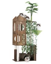 Árvore para gatos, quatro animais de estimação, grandes, com folhas, 185 cm, cinza Árvore para gatos, quatro animais de estimação, grandes, com folhas, 185 cm, cinza