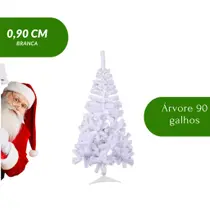 Árvore Para Natal Branca Tradicional Artificial 90cm Com 90 Galhos