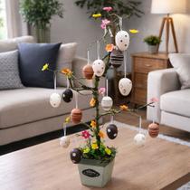 Arvore Páscoa Osterbaum Verde Enfeite Vaso Ovos Coelho 80cm Arvore Páscoa Osterbaum Verde Enfeite Vaso Ovos Coelho 80cm