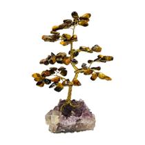 Árvore Pedra Olho De Tigre, Base Drusa De Ametista - 16cm