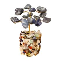 Árvore Pedra Quartzo Azul, Base Cascalho - Relaxamento, Calma Árvore Pedra Quartzo Azul, Base Cascalho - Relaxamento, Calma