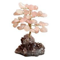 Árvore Pedra Quartzo Rosa, Base Drusa De Ametista - Amor Árvore Pedra Quartzo Rosa, Base Drusa De Ametista - Amor