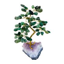 Árvore Pedra Quartzo Verde, Base Drusa De Ametista - 16cm Árvore Pedra Quartzo Verde, Base Drusa De Ametista - 16cm