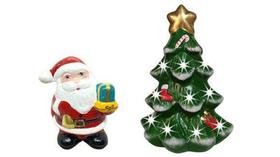 Arvore Porta Vela de Natal e Papai Noel Pequeno Ceramica - Decore Casa