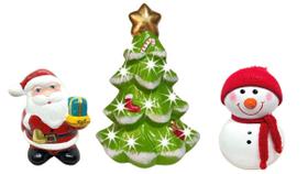 Arvore Porta Vela Papai Noel e Boneco de Neve Trio de Natal