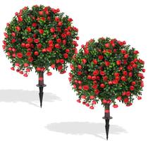 Árvores Topiárias Artificiais EverNature em Esfera 2x40 cm com Rosa Vermelha Árvores Topiárias Artificiais EverNature em Esfera 2x40 cm com Rosa Vermelha