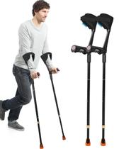 As muletas para adultos têm muletas elásticas, acolchoamento para o cotovelo e acolchoamento para as mãos, muletas dobráveis para antebraço aumentam o conforto ao caminhar. Muletas para caminhar (pretas)