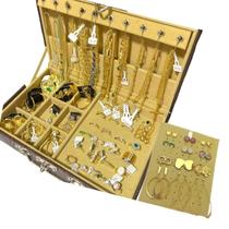 As Semijoias 155 pçs Ouro18k e Prata Colar Pingente Brincos Anel Pulseiras Kit Revenda