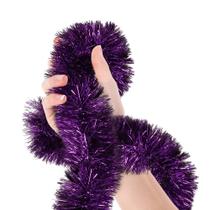 As serpentinas metálicas Mardi Gras Purple Tinsel Garland celebram um feriado, véspera de Ano Novo, feliz festa, decorações suspensas no teto, suprimentos para festas de discoteca internas e externas