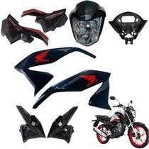 Asa (aba) Tanque Cg Titan 160 Modelo 2022 / 2024 + Tampa Lateral Farol Completo Com Aranha