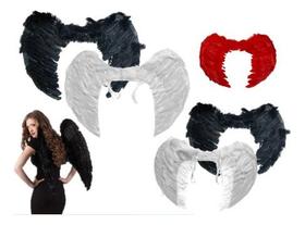 Asa De Anjo Média Branco/preto Para Carnaval Festa Fantasia Asa De Anjo Média Branco/preto Para Carnaval Festa Fantasia