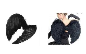 Asa de Anjo Preta Para Festas Fantasias 55x40cm