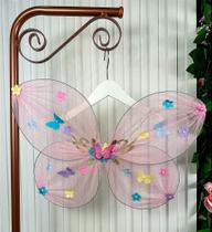 Asa de Borboletas Jardim Encantado Fadas Rosa - Acessório para Fantasia Asa de Borboletas Jardim Encantado Fadas Rosa - Acessório para Fantasia