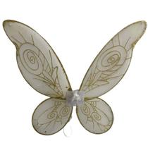 Asa de Fada Festas Infantil Angel Wings Fantasia Transparente com Detalhes Dourados