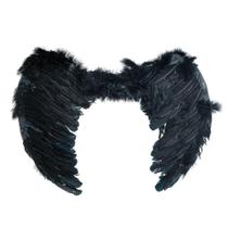 Asa Preta Com Pena Artificial e Elástico para Festa Fantasia Infantil 54x40cm 1Un Asa Preta Com Pena Artificial e Elástico para Festa Fantasia Infantil 54x40cm 1Un