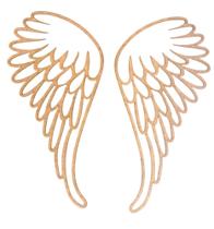 Asas De Anjo 62x30cm Enfeite Parede Festa Quarto Infantil Em Mdf Crú