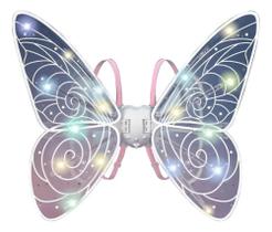 asas de borboleta infantil com LED música e movimento fantasia de fada divertida
