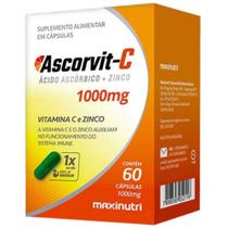 Ascorvit-C 1000mg (Vitamina C + Zinco) 60 Cápsulas - Maxinutri Ascorvit-C 1000mg (Vitamina C + Zinco) 60 Cápsulas - Maxinutri