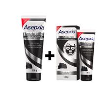 Asepxia Carvão Detox Esfoliante Facial 120g+Máscara Purificante Peel Off 30g