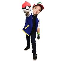 Ash Pokémon Anime Cosplay Infantil Kit Completo 4 Itens