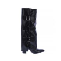 Ashley - Bota Feminina Cano Alto Capa Preta com Fivelas Ashley - Bota Feminina Cano Alto Capa Preta com Fivelas
