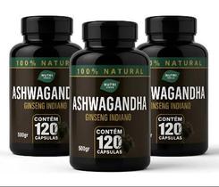 Ashwa Gandha em Cápsulas 500mg O Verdadeiro Ginseng indiano Kit 3 potes