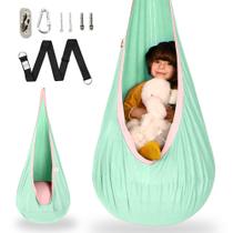Asiento Columpio Nido OUTREE para Niños, Hamaca Infantil de Algodón, Color Verde Macaron
