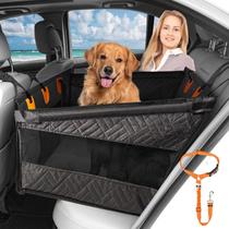 Asiento para Perros para Autos Grandes y Medianos, Extensor de Asiento Trasero con Fondo Rígido para Perros con Manta Suave y Removible, Hamaca Antideslizante para Perros que se Convierte en Cama de Viaje para Mascotas, Medio Asiento para Mascotas para Auto, SUV o Camioneta (Negro)