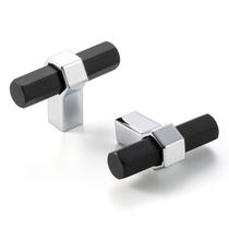 ASKANO Kit com 10 Puxadores T-Bar Pretos com Cromado para Armário 52 mm