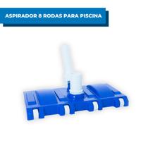Aspirador 8 Rodas Para Limpeza de Piscina Brustec Acessório Grande Resistente Tira Resíduos Sujeiras