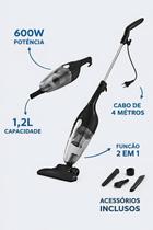 Aspirador de Pó 2 em 1 600W Vertical e Portátil com Fio Limpa Piso Sofá Tapete e Carro