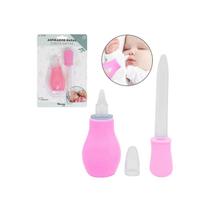 Aspirador nasal com conta gotas 8,5 x 3,5cm em silicone Rosa