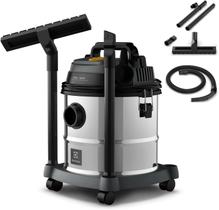 Aspirador Pó e Água Electrolux função Sopro Compacto Líquidos Químicos Inox 1800W 20L total 15L útil protetor térmico GT20i