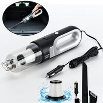 Aspirador Portátil De Mão Automotivo Preto 12v 180W Cabo Bico Extra Longo 4m e Filtro Hepa Lavável Removível Seed On