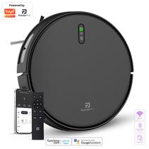 Aspirador Robô Inteligente Com App Panda Plus AMGR2 Alexa Google Giro Pano Mop Base Automática Controle Bivolt Preto Cinza