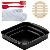 Assadeira 03 Pçs + Luva + Descanso Panela + Espátula +Pincel Assadeira 03 Pçs + Luva + Descanso Panela + Espátula +Pincel