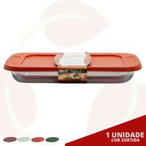Assadeira 1,6L Retangular Vidro Temperado Pequeno Tampa Sortida 1UNID