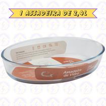 Assadeira 2,4L Oval Vidro Temperado Forno Cozinha Travessa 1UNI Assadeira 2,4L Oval Vidro Temperado Forno Cozinha Travessa 1UNI