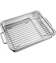 Assadeira 34cm Por 28cm 4,6 Litros Com Grelha Retangular Aço Inox Tramontina