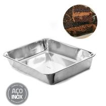 Assadeira Bandeja Alta Retangular Em Aço Inox 35 X 27 X 7 Cm Assadeira Bandeja Alta Retangular Em Aço Inox 35 X 27 X 7 Cm